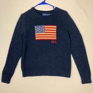 Polo Ralph Lauren USA American Flag Sweater Navy Women's L